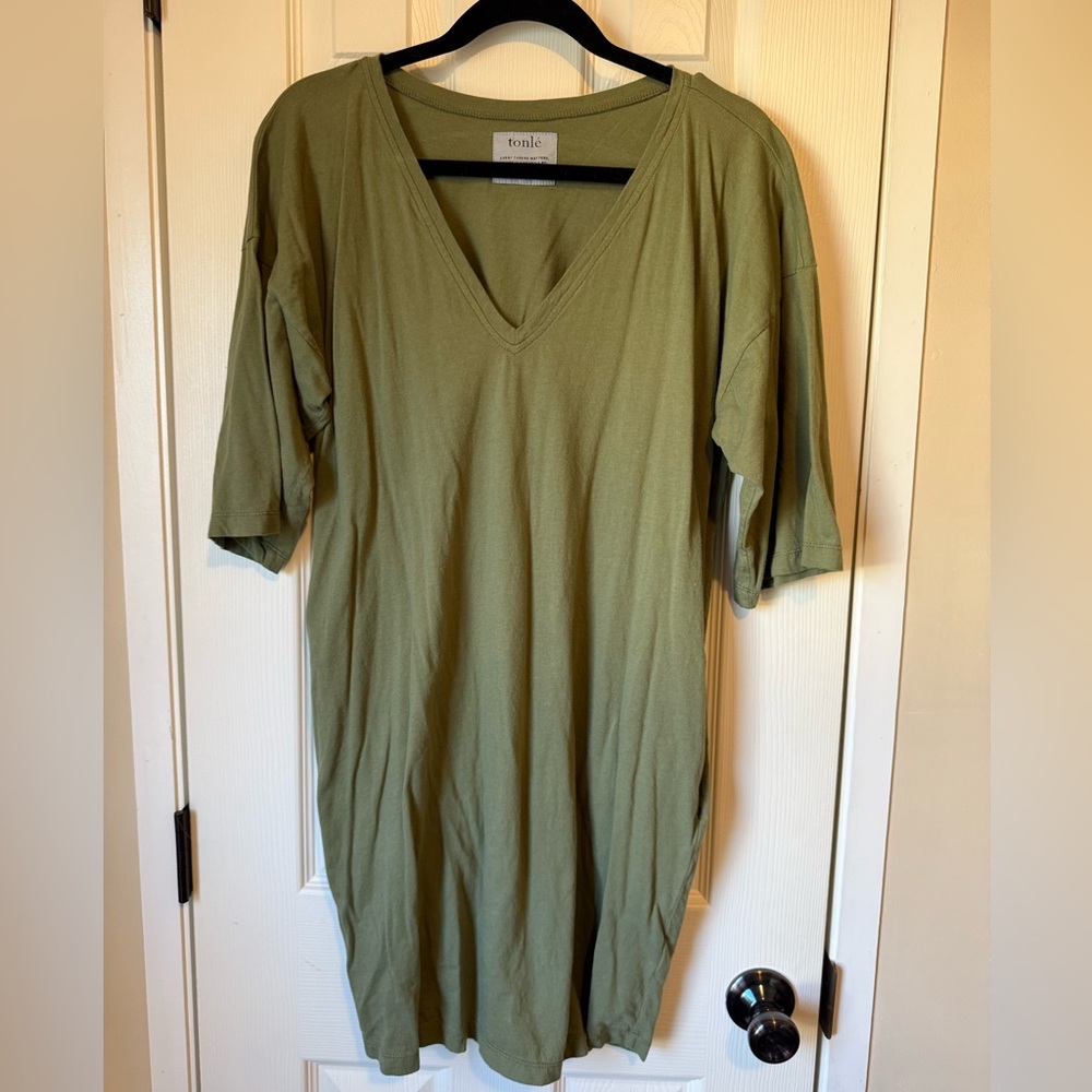 Tonle Olive Green Eco-Friendly T-Shirt Dress Small